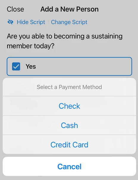 select payment method