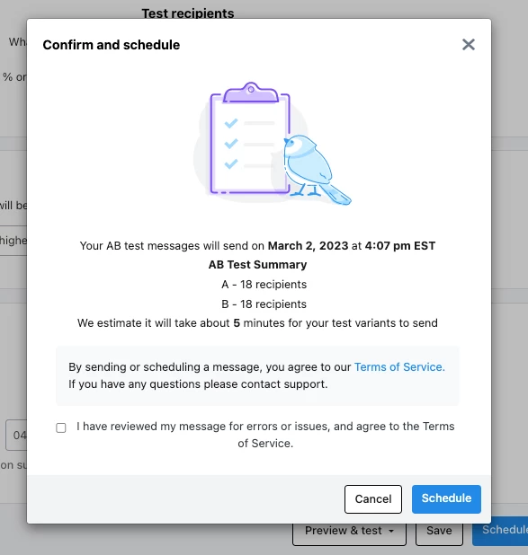 Confirm message plan