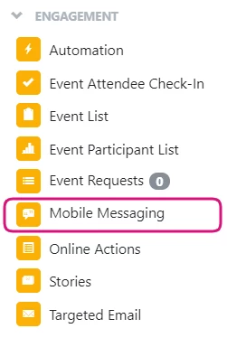 Mobile Messaging highlighted in sidebar