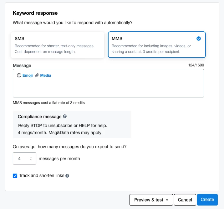 MMS is selected in the message editor