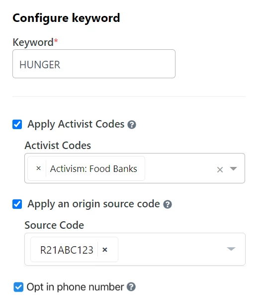 Apply activist codes and source codes are filled in