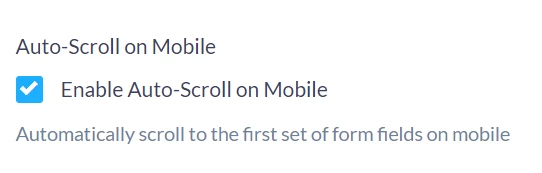 Auto-scroll on mobile checkbox is selected