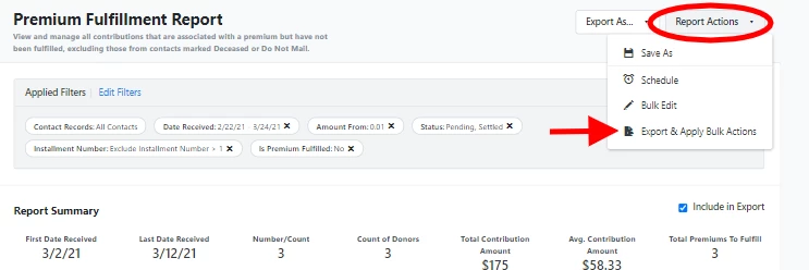 where to access report actions