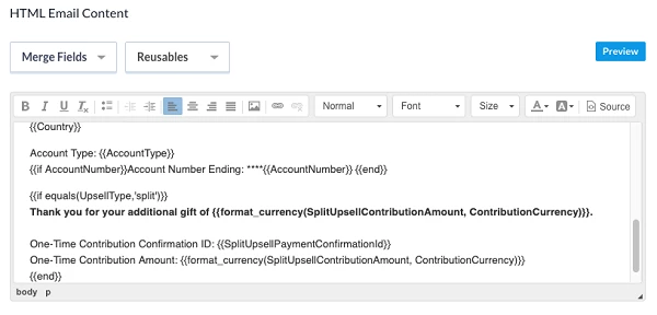 View of HTML editor with underlying code