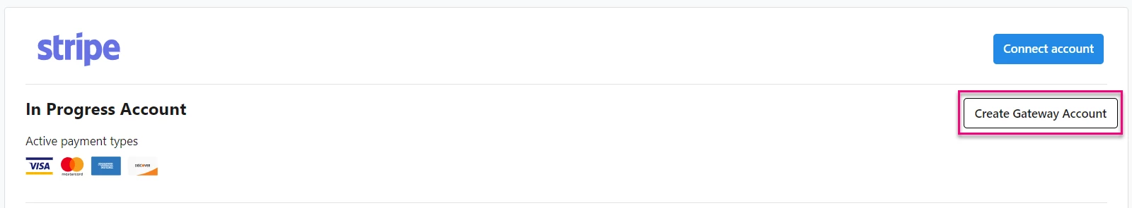 Create gateway account button