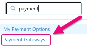 Sidebar search for payment gateways