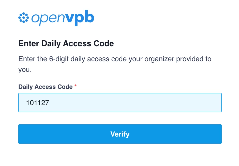 Daily Access Code OpenVPB Login