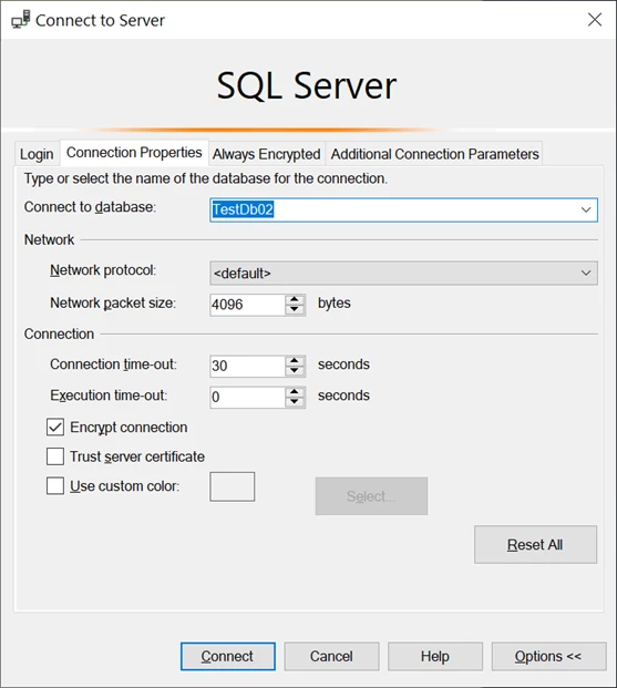 Example of the options screen dialogue