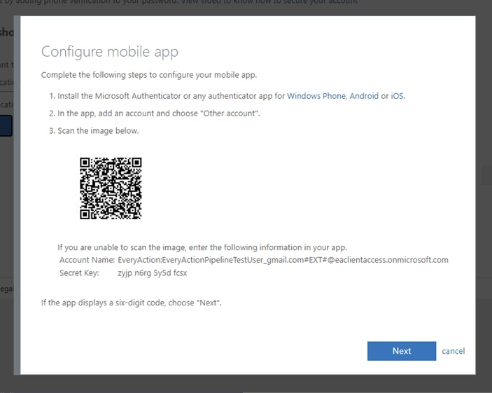 Configure mobile app screen