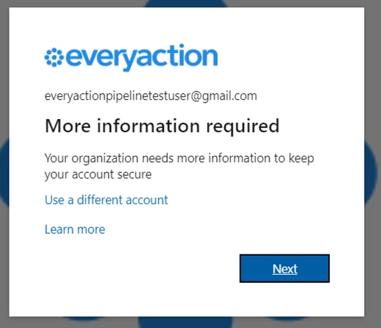 EveryAction more info needed screen