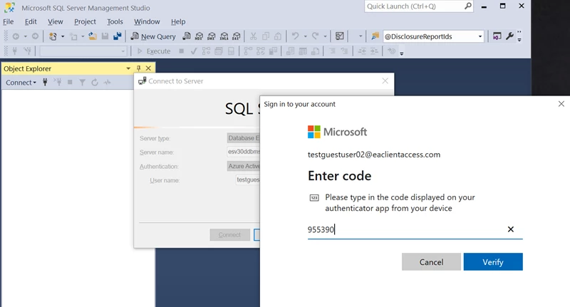 MS Authentication step for connection