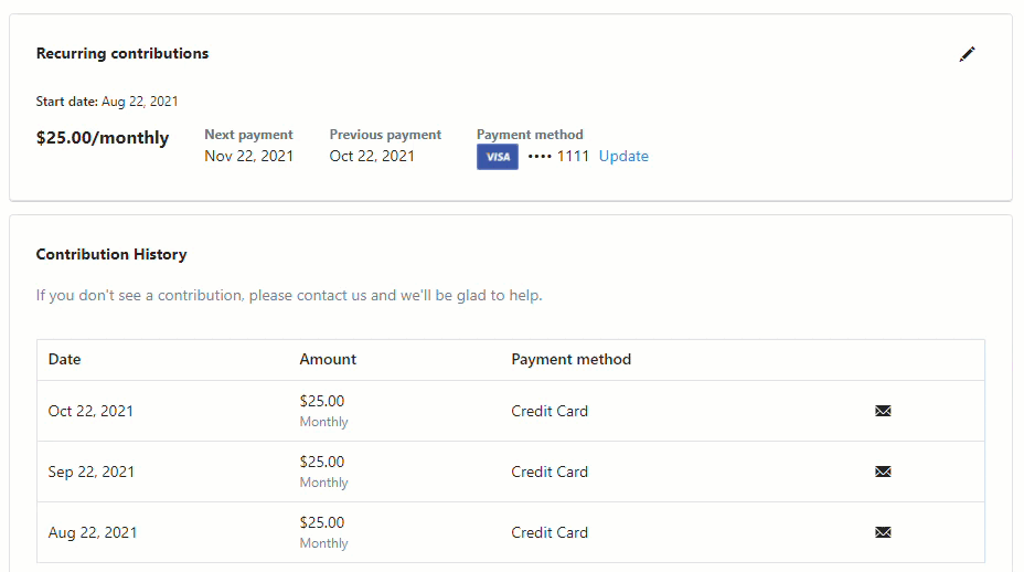Animation of using a self-service page to cancel a commitment