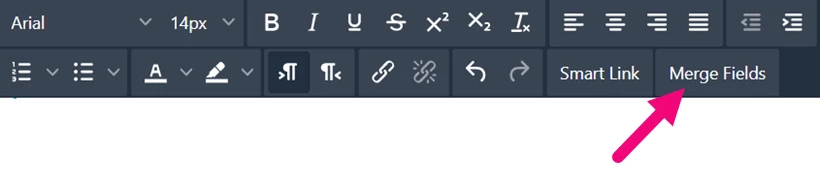Adding merge fields in drag and drop editor