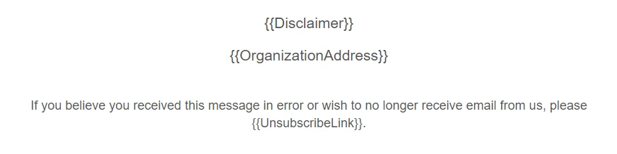 Example of the disclaimer text