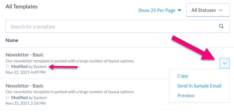 Dropdown menu is highlighted and Modified by System