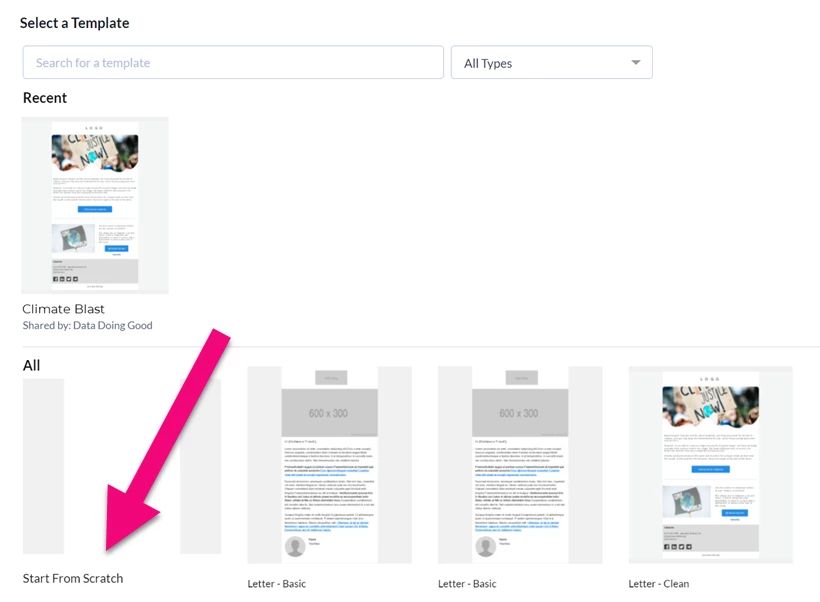 Start from scratch is highlighted