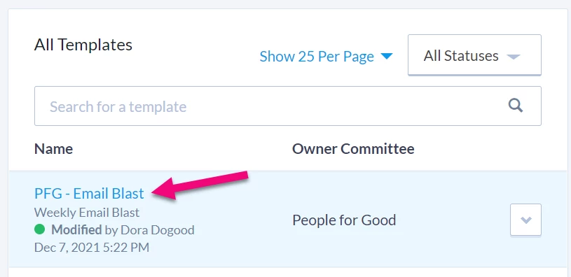 Linked name is highlighted in the list