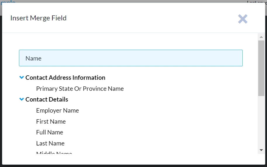 Searching for merge field