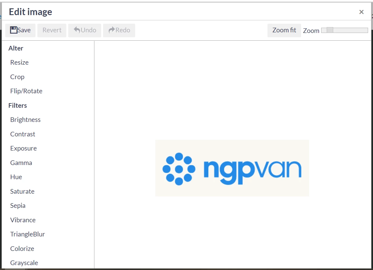 Accessing basic image editing tools