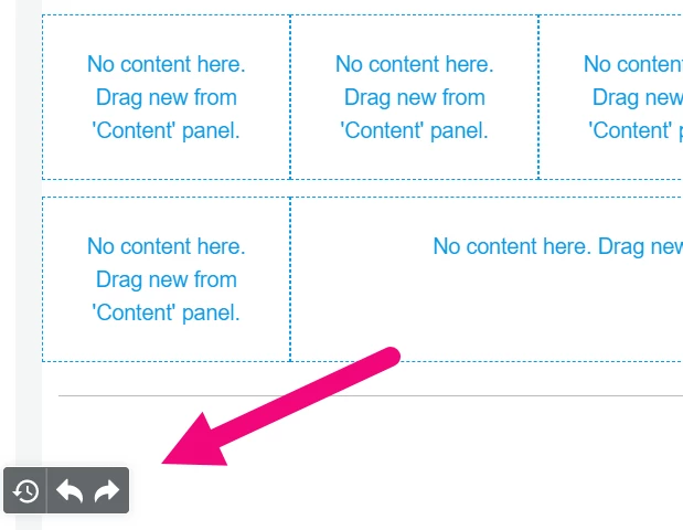 Arrow points to the undo and redo buttons at the bottom left