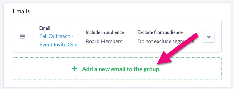 Add new email to group is highlighted