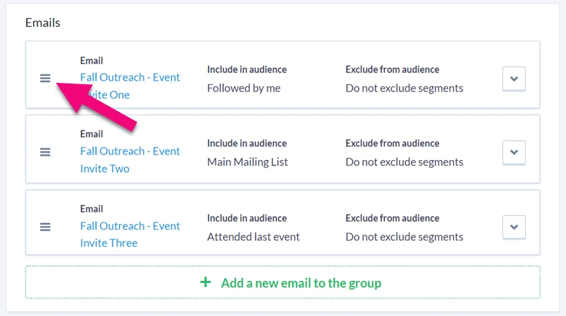 Handle on the left of an email is highlighted