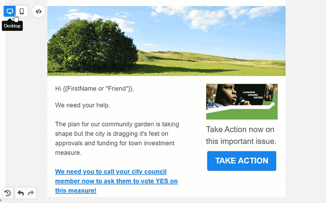 Animation showing how the images move when toggling to mobile
