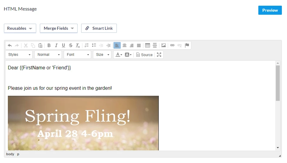 Example of composing an email