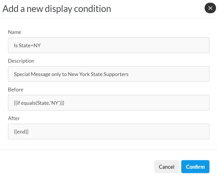 Add a new Display Condition