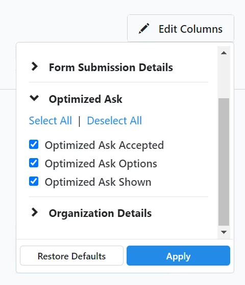 Optimized ask available columns