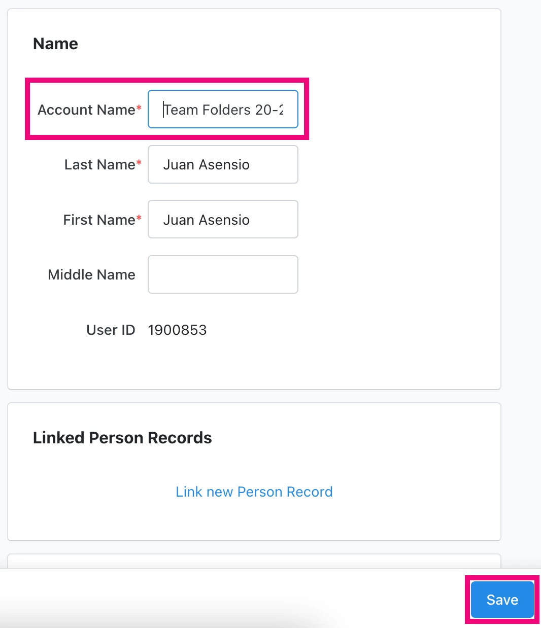 Update the Account Name on the User Record