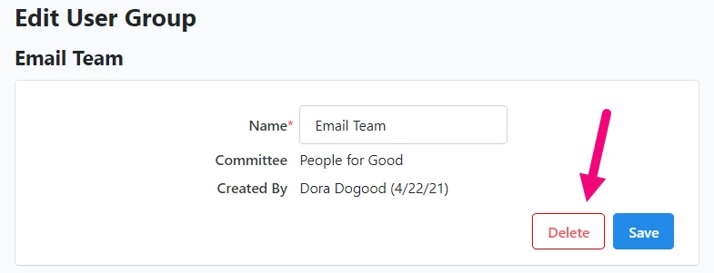 Delete button highlighted