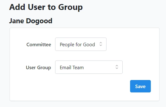 example of selecting which group to add user to