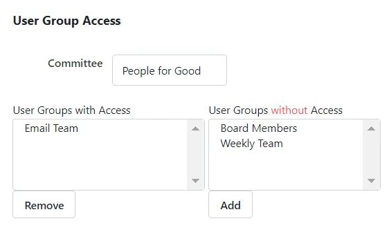 example of adding access for groups