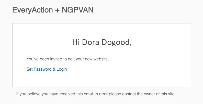 Example of email link inviting you to reset your password