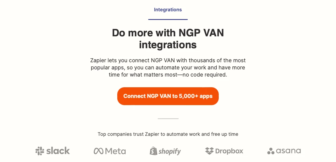 Connect NGP VAN to 5,000+ apps