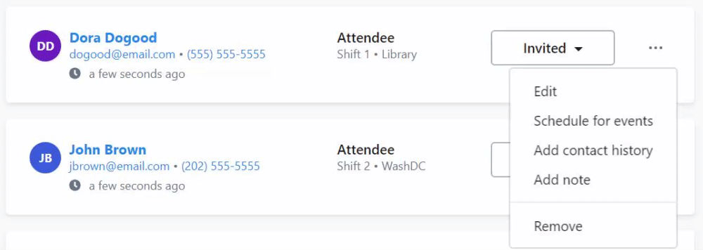 where to add or remove a note from an attendees record