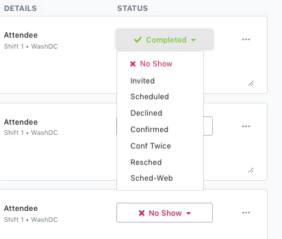 status options for an event attendee