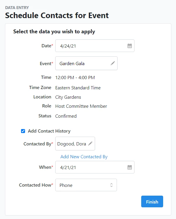 sample event details for host committee