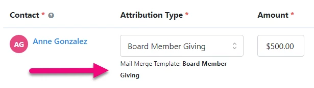 the default template is highlighted under the attribution type