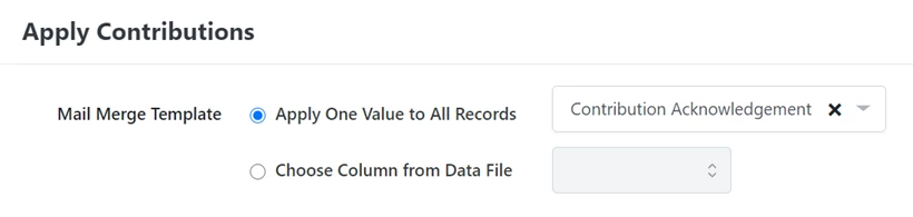 Shows Apply contributions > Mail merge templates