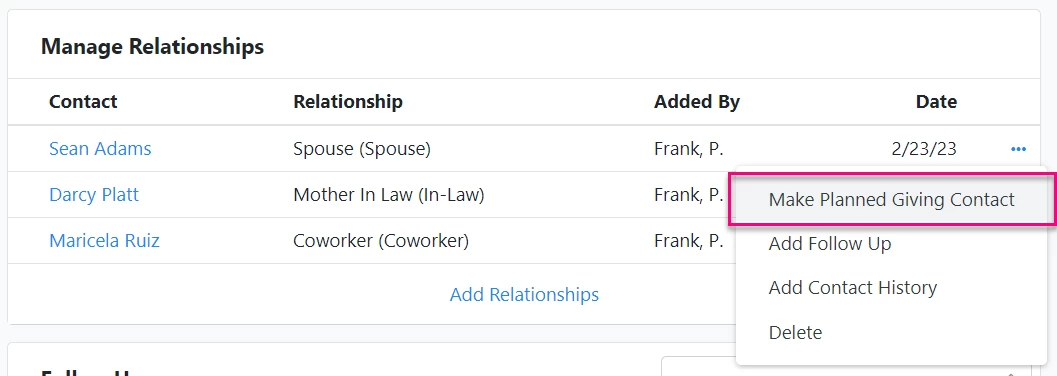 Make Planned Giving Contact