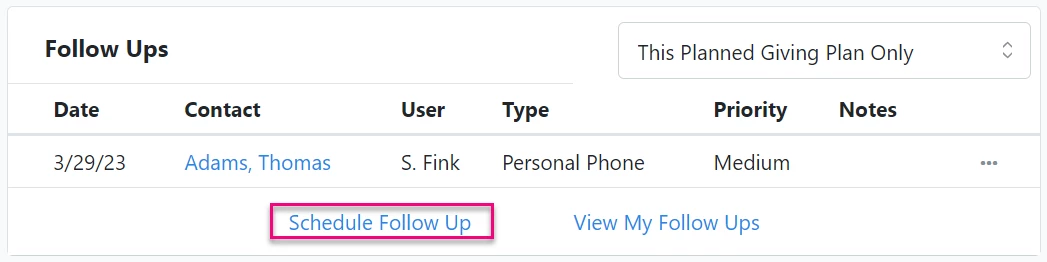 Schedule Follow Up