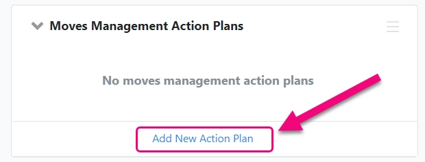 Add New Action Plan is highlighted on the contact record