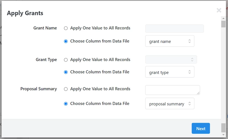 Apply Grants mapping is shown