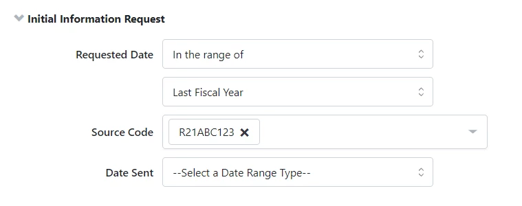 Example of Initial Info request filled in