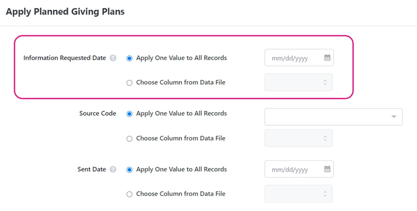 option to map a field in the bulk upload tool