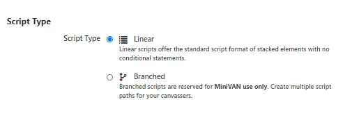 selection radio buttons with linear script selected