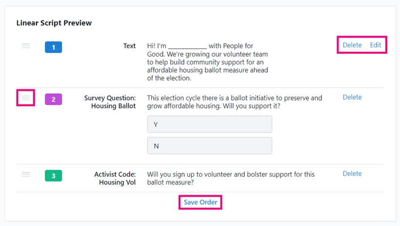 Preview of script being built