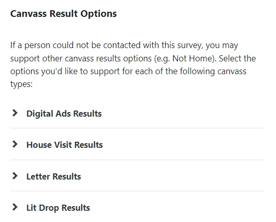 Canvass Results section